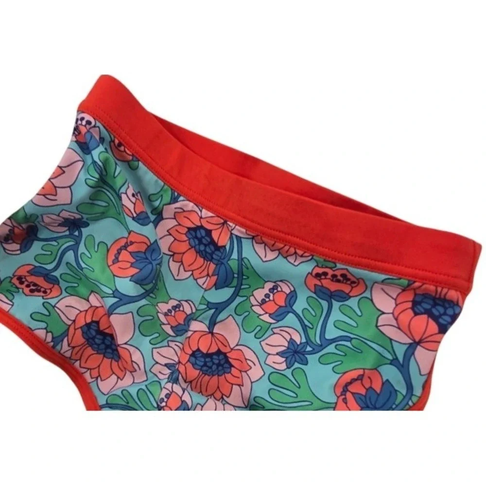 $45 EUC BODEN KIDS swim shorts 7-8Y, 128 cm orange red blue black yellow floral